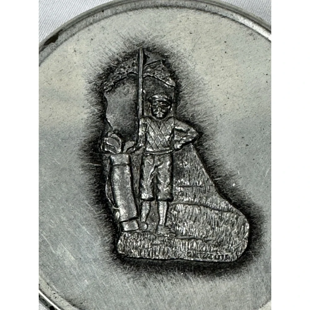 Vintage Metal Tin W/Pewter Golfer Image‎